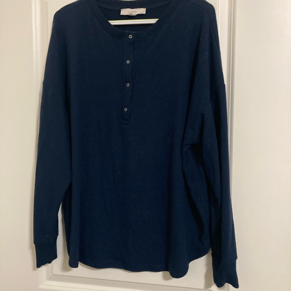 LOFT  Dark Blue Long Sleeve Henley